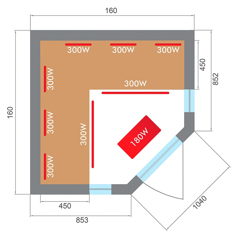 Plan dimensions sauna infrarouge Spectra 3