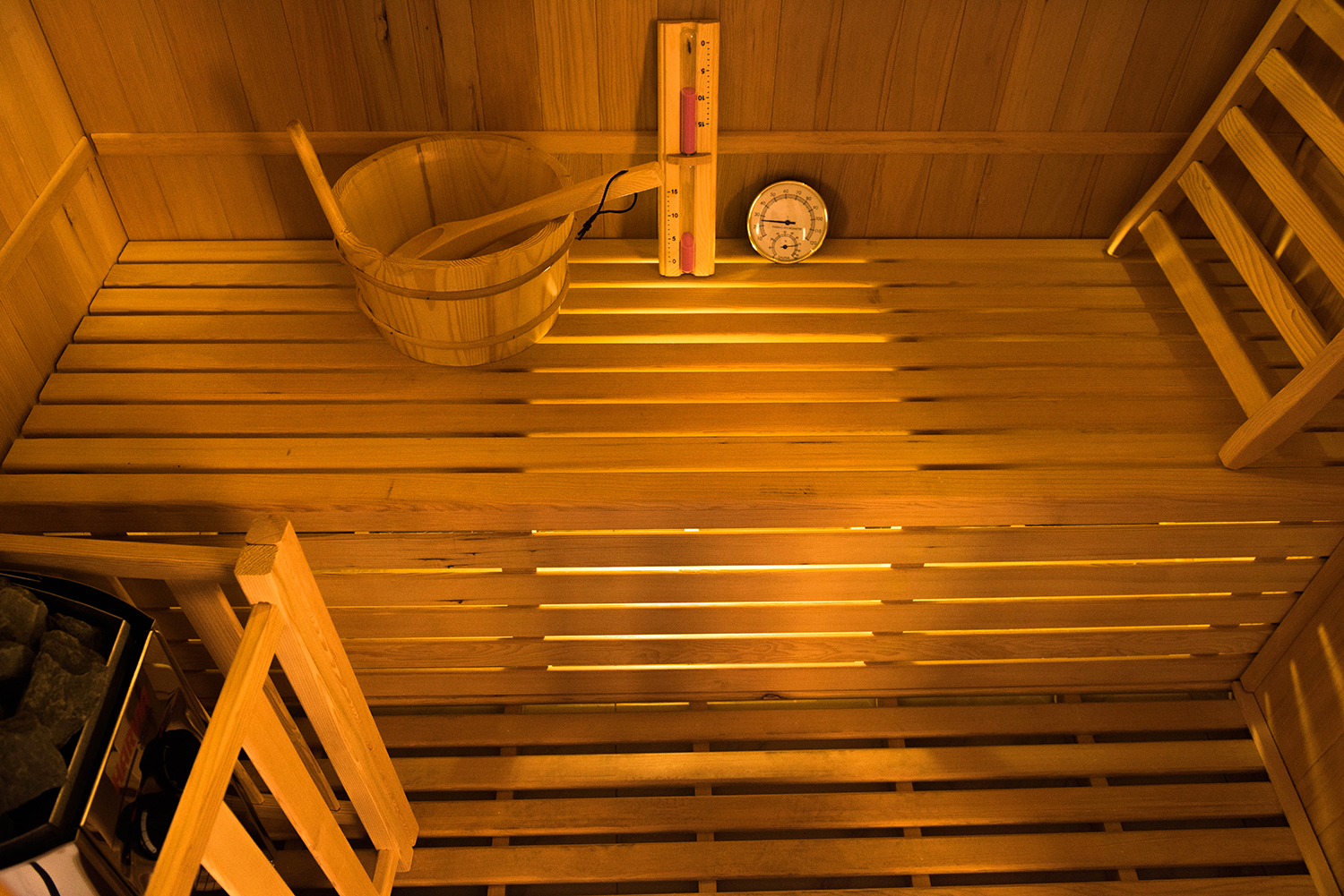 Intérieur en bois du sauna Zen