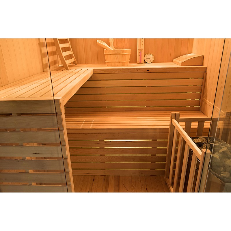 Intérieur en bois du sauna Sense 4 
