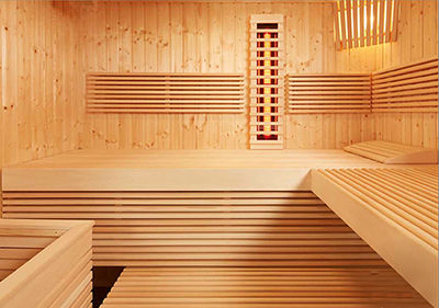 Intérieur Sauna Panorama Large Kombi Infrarouges et Vapeur